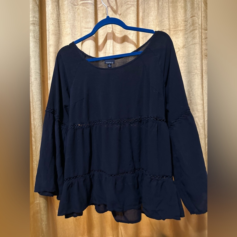 Black bell sleeve blouse